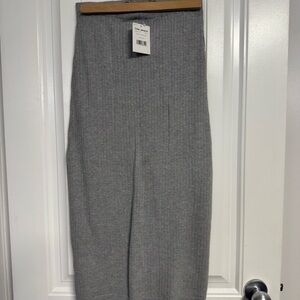 Free People Gray Ribbed Midi Pencil Skirt